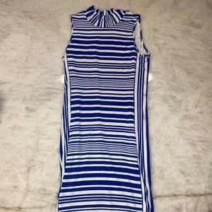 Bebe Striped Mock Neck Midi Dress